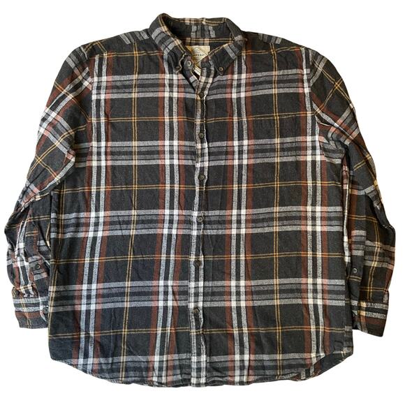 St. John's Bay Men Shirt size XL Long Sleeve Button Down Cotton Plaid Gray & Red - Picture 1 of 7